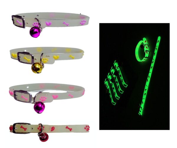 2 VELO Collar Luminoso Huellitas 18-26cm