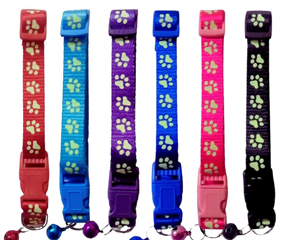 Collar Nylon Huellas Luminosas 23-38cm