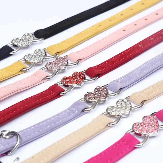 Collar De Terciopelo Con Corazón Brillante 21-26cm