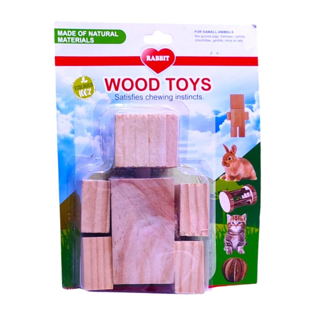 Mordedor Robot de Madera para Conejos y Hamsters