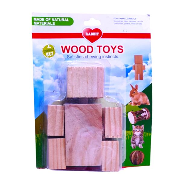 Mordedor Robot de Madera para Conejos y Hamsters