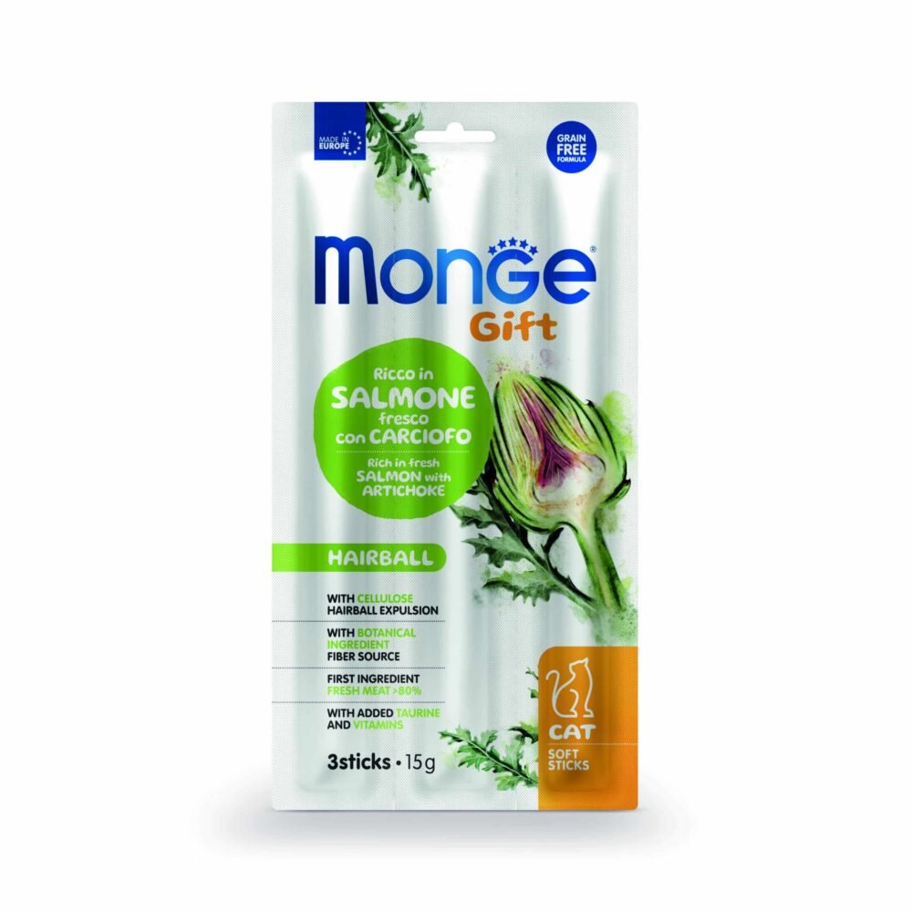CCCC Monge Gift Soft Sticks Hairball Cat Salmón+Alcachofa 15g