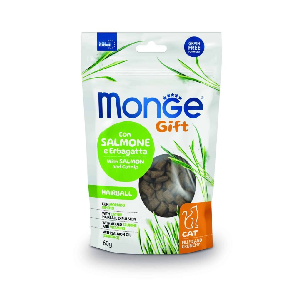 GG Monge Gift Filled And Crunchy Hairball Cat Salmón y Catnip 60g