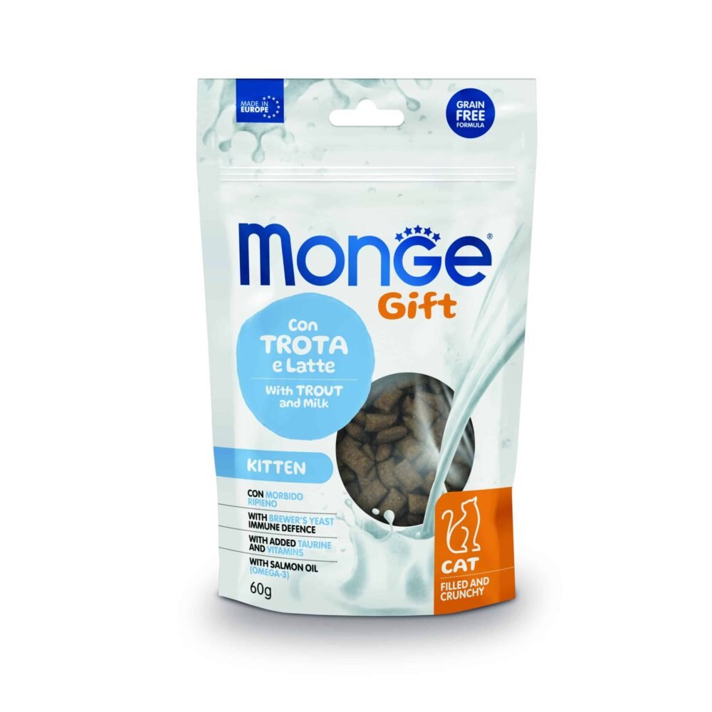 HH Monge Gift Filled And Crunchy Kitten Cat Trucha y Leche 60g