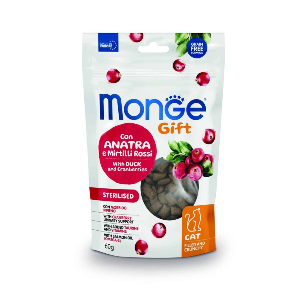 JJ Monge Gift Filled And Crunchy Sterilised Cat Pato y Arándano 60g