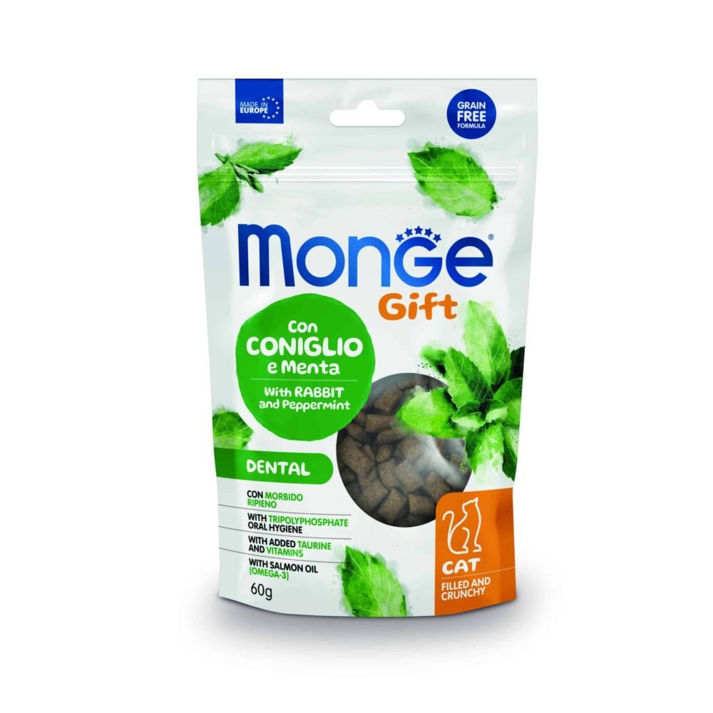 Monge Gift Filled and Crunchy Dental Cat Conejo y Menta 60g
