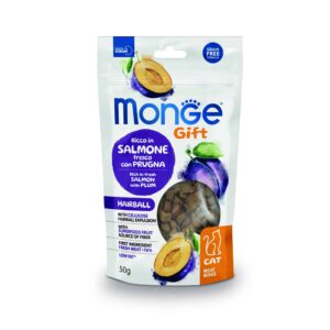 Monge Gift Meat Minis Hairball Cat Salmón y Ciruela 50g