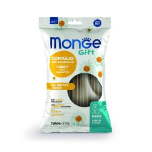 Monge Gift Dental Sticks Todas las Razas Senior Dog Conejo y Manzanilla 210g