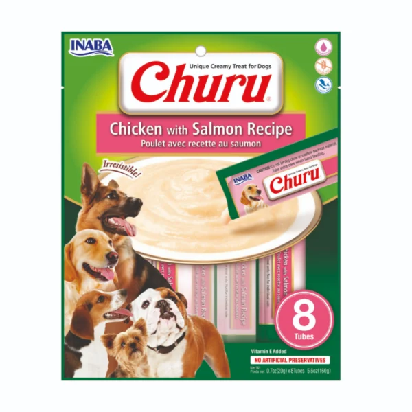 Churu Dog Pollo y Salmón x 8 Tubos