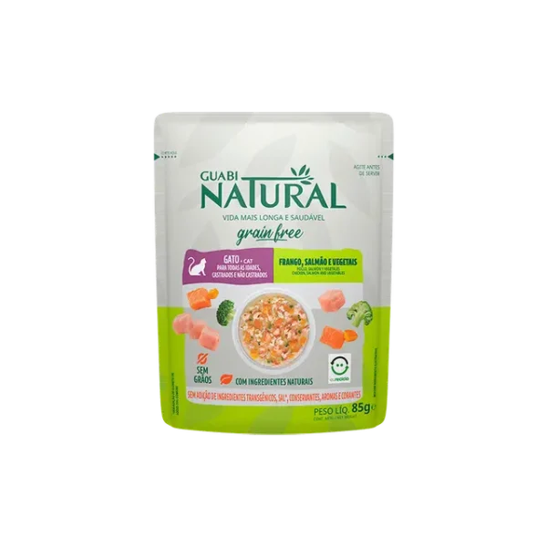 Guabi Natural Sachet Gato Castrado Grain free Pollo, Salmón y Vegetales 85g