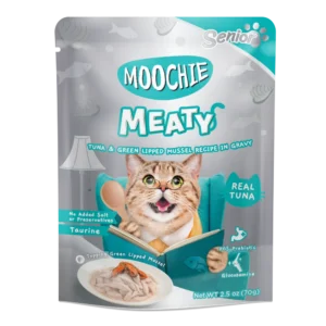Moochie Meaty Senior Atún y Mejillones Verdes 70g