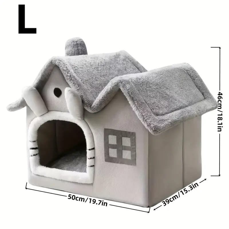 3 Casa Cama Gris - Refugio Suave y Acogedor