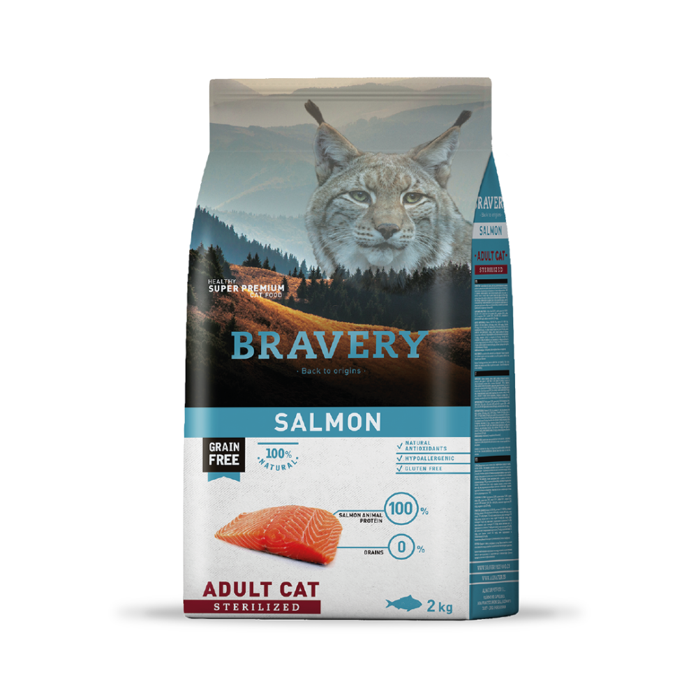 Bravery Salmón Adult Cat Sterilized 2Kg-Gatos Adultos Esterilizados