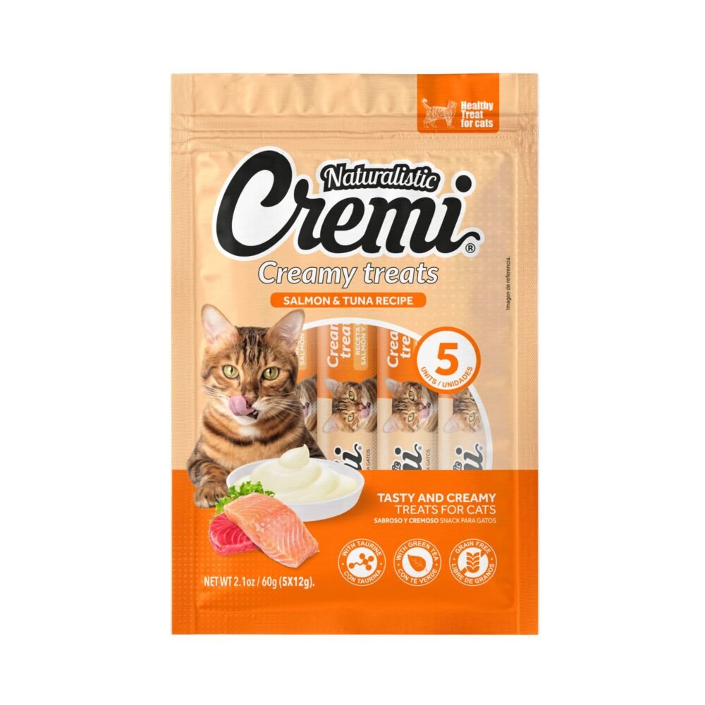 Naturalistic Cremi Salmón y Atún para Gatos - Pack 12g x 5 Tubos