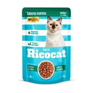 Ricocat Adultos Trocitos en Salsa Sabores Marinos Pouch 85g