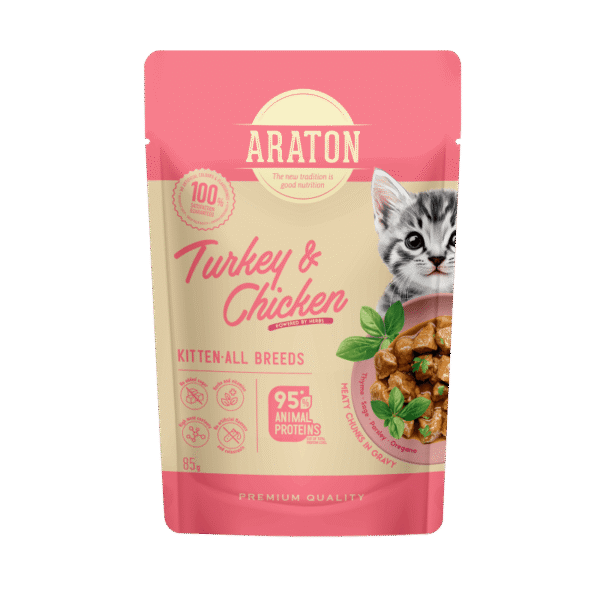 Araton Cat Kitten Turkey & Chicken in Gravy 85g
